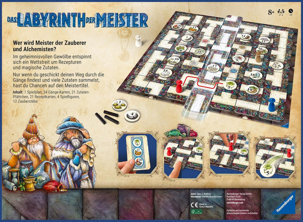 Ravensburger 22474 Labirintul Maeștrilor - Versiunea master a labirintului nebun pentru 2-4 jucători cu vârsta de 9 ani și peste