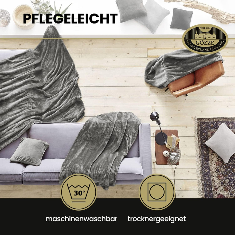 Gözze - Kuscheldecke Premium Kaschmir-Feeling, 500 g/m², 180 x 220 cm - Senf Betten und Decken Besuchen Sie den Gözze-Store