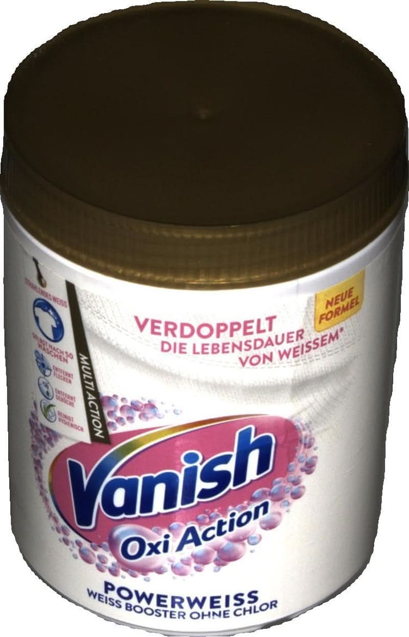 Vanish Oxi Action Powerwhite Pulver – 1 x 1,125 kg – Fleckenentferner und Wäscheverbesserungspulver ohne Chlor – für weiße Wäsche. Waschmittel Naty Shop