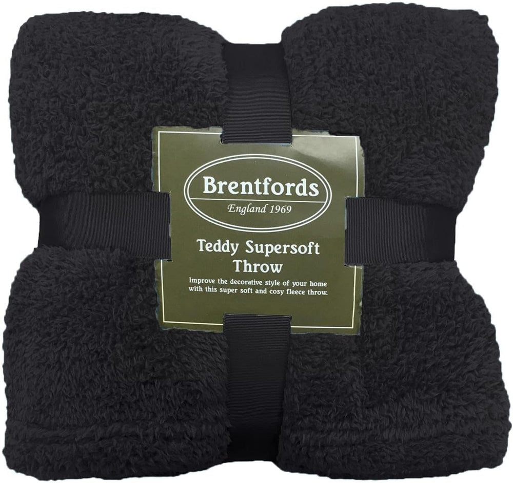 Brentford's Teddy-Fleece-Decke, große Bettdecke, Plüsch, superweich, warm, für Sofa, Bett, Tagesdecke, Schwarz – 150 x 200 cm. Betten und Decken. Besuchen Sie den Brentfords-Store