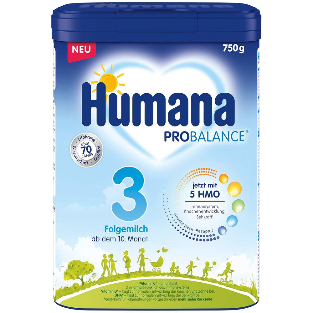 Humana 3 Folgemilch Vorteilspack - 4x750g mit 5 HMO, Natürliche Abwehrkräfte, Optimal für Babies ab dem 10; Monat