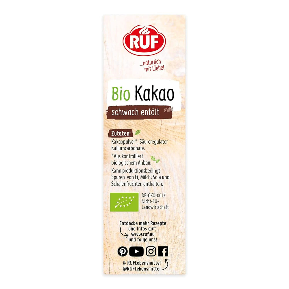RUF Kakaopulver in Bio-Qualität, 125 Gramm Kakao und heiße Schokolade Naty Shop