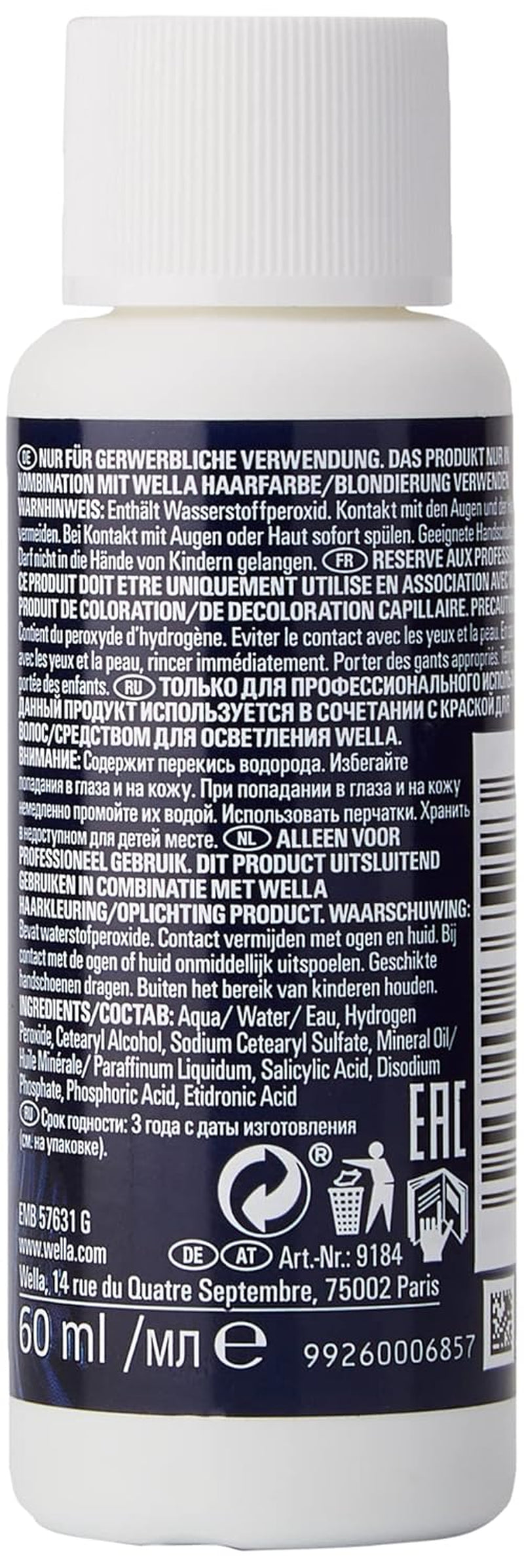 Wella Welloxon Oxidant Cream 6 la sută 60 ml, pachet de 2 (2 x 0.06 L) Vopsea pentru par Naty Shop