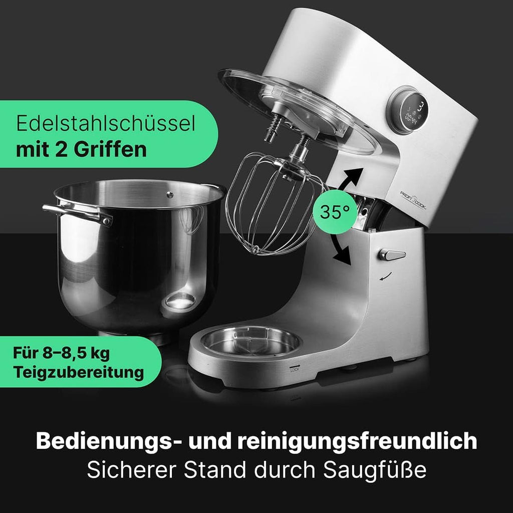 Proficook® Küchenmaschine Mit XXL 12L Schüssel | Knetmaschine Mit 2500W Longlife-Profi-Motor | Metallgetriebe Und Led-Display | Food Processor Für Bis Zu 8,5 Kg Teig |13 Geschwindigkeiten | PC KM 1254 Mama si Copilul Naty Shop