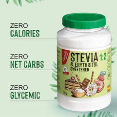 Stevia + Erythritol 1:2 Süßstoff, 1G = 2G Zucker, 1 kg Süßstoffe Naty Shop