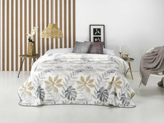 Bedruckte Decke, großes Volumen, 100 % Polyester, 450 g/m², weich, für Herbst/Winter, Design Harmony N10, 170 x 240 cm, für 90/105 cm große Betten, Grau Naty Shop Bettdecken und Steppdecken Grau 170 x 240 cm – 90/105 cm Bett