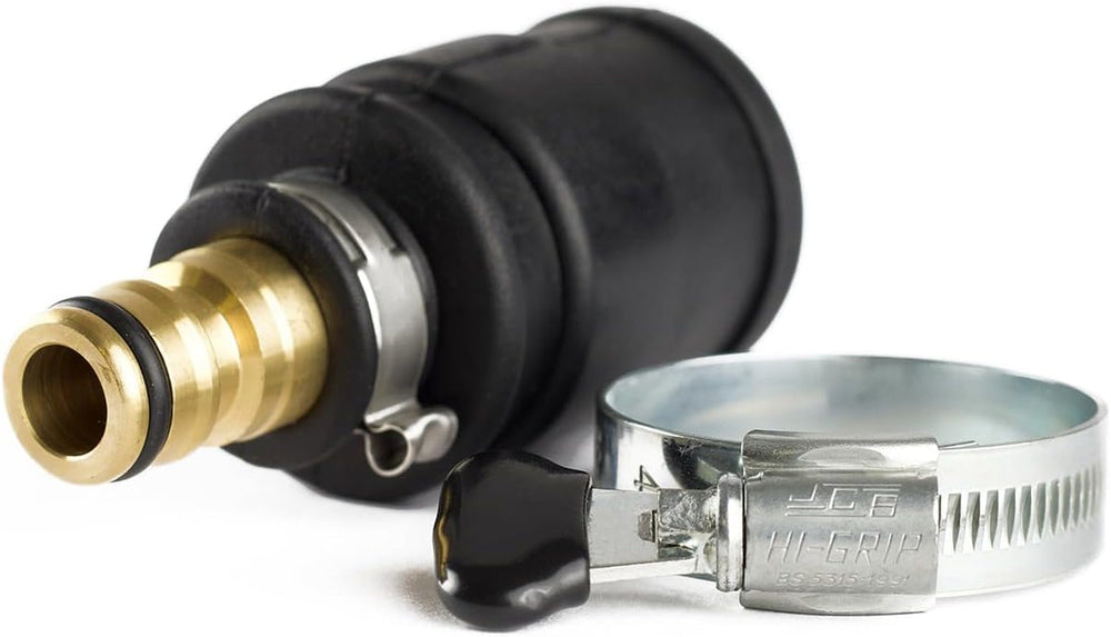 Conector pentru robinet cu prindere prin împingere | Diametru 20-30 mm | Alamă masivă | Sigur și durabil | Fixare sigură | Robust și rezistent la coroziune, negru/argintiu/auriu