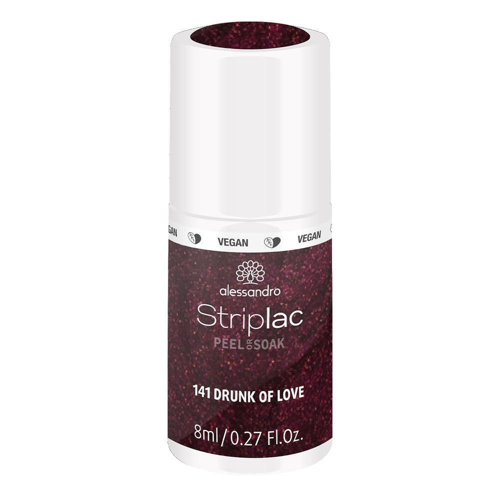 UV-Nagellack alessandro Striplac Elegant Ruby – Zart und langanhaltend – Einfache Entfernung dank Peel-Off-Entfernungstechnologie – Vegan und tierversuchsfrei – 8 ml