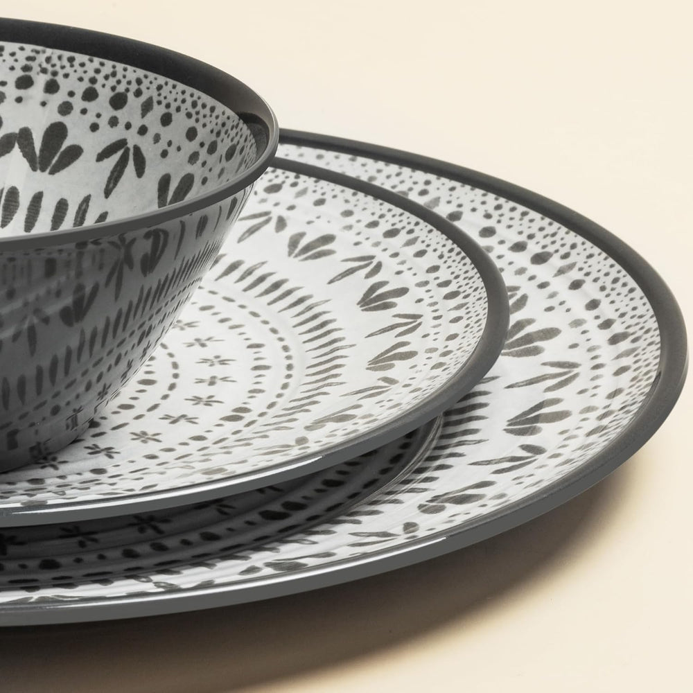 Set de tacâmuri din melamină, format din 24 de piese, tacâmuri pentru camping pentru 4 persoane, set de farfurii și veselă - pentru călătorii și utilizare în aer liber