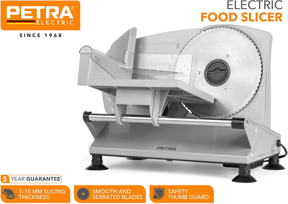Petra PT4636VDE Multifunktionaler elektrischer Allesschneider, Schnittstärke 1–15 mm, 3 glatte Edelstahlklingen. Aktenvernichter und Schneidemaschinen Naty Shop