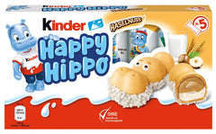 Kinder Happy Hippo Haselnuss – Knusprige Spezialwaffeln mit Milch und Haselnusscreme – Karnevals- und Faschingssüßigkeiten – 1 Packung mit 5 einzelnen Riegeln à 20,7 g