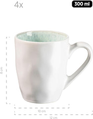 MÄSER Serie Frozen, Geschirr Set Aus Keramik Für 4 Personen, 16-Teiliges Kombiservice Mit Organischen Formen, Farblich Gesprenkeltes Service, Steinzeug, Türkis-Grün Tableware Sets Naty Shop