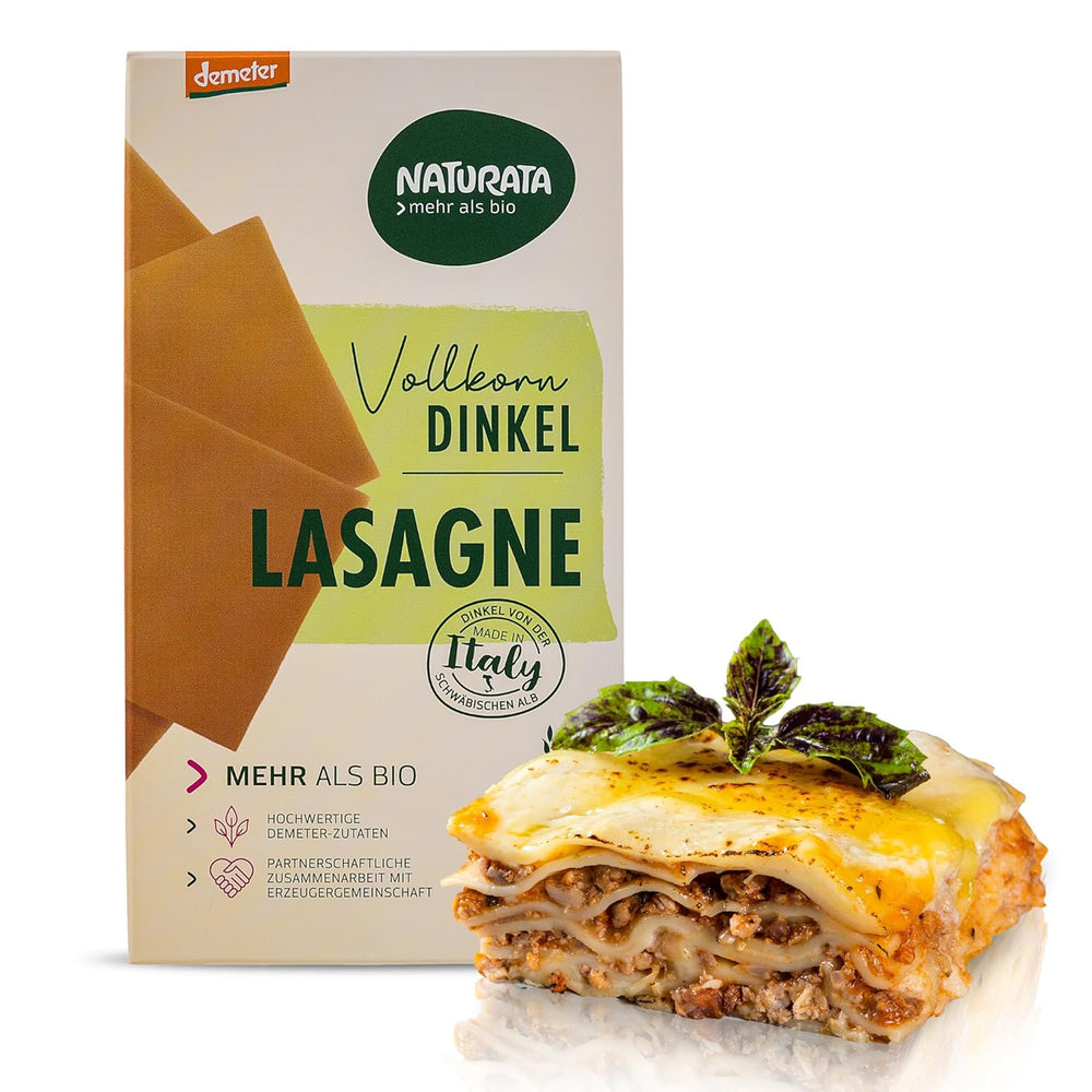 Bio-Dinkel-Lasagneblätter, 250g | Demeterzauber von der Schwäbischen Alb | Zarter Nussgeschmack für Lasagne und Aufläufe