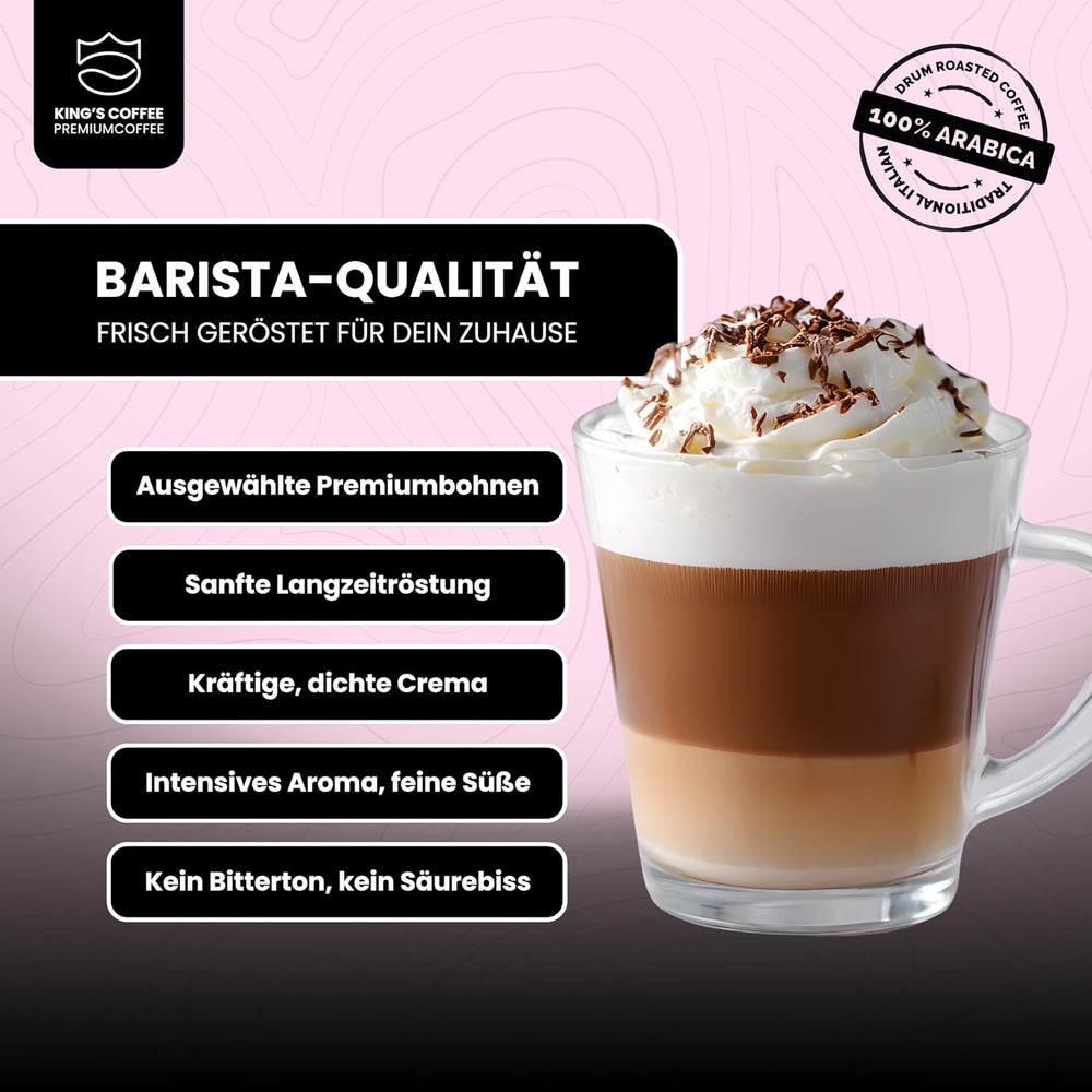 KING'S COFFEE - EDIȚIE ALBĂ - amestec ușor 100% Arabica din Etiopia, Mexic, Peru și Tanzania - prăjire în loturi mici în Italia - boabe de espresso întregi pentru aparate portafilter - 1 kg