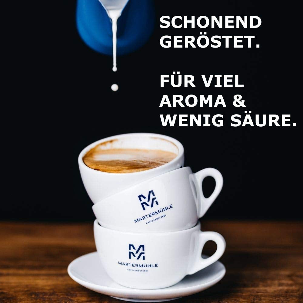 Martermühle Crema Espresso 500g tare | Arabica/Robusta | Arome: Cacao neagră, alune | Boabe de espresso întregi prăjite ușor, aciditate scăzută