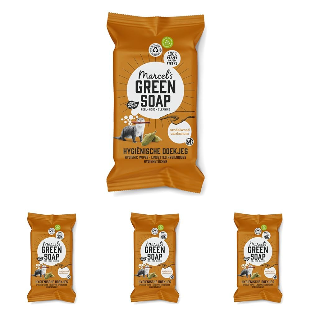 Marcel's Green Soap Handfeuchttücher, 60er-Pack – Vanille und Kirschblüte – auf pflanzlicher Basis – biologisch