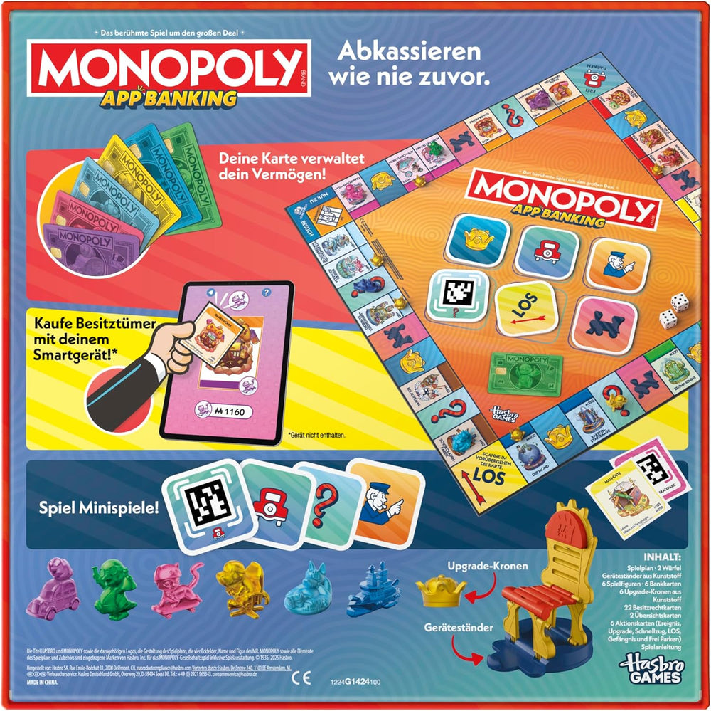 Monopoly Brettspiel App Banking – Deutsche Version, moderne Version des klassischen elektronischen Spiels für Kinder ab 8 Jahren, für 2 bis 6 Spieler