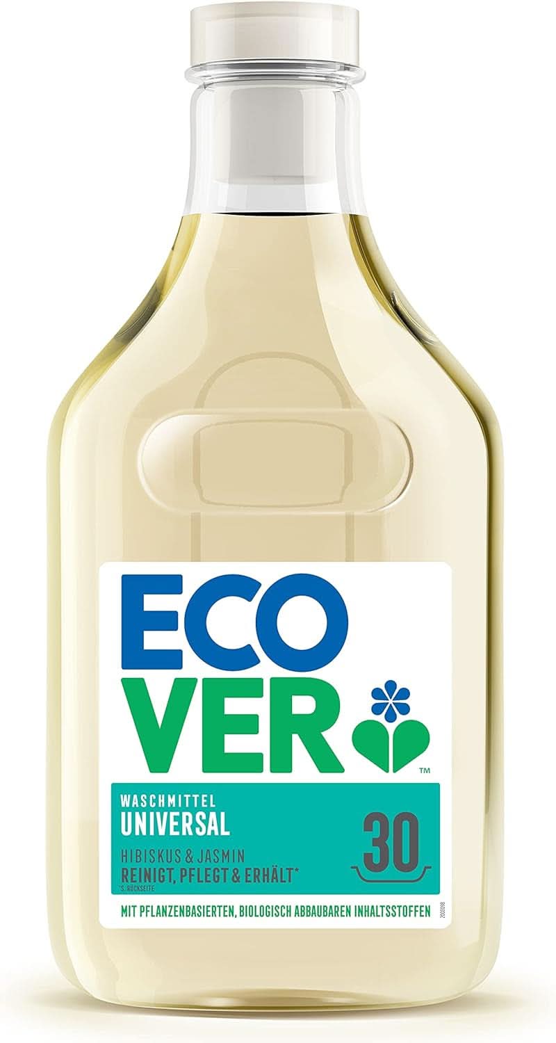 Ecover Hibiscus & Jasmine Universalwaschmittel (5 l/100 Wäschen), Flüssigwaschmittel mit pflanzlichen Inhaltsstoffen, Naty Shop Pflegendes Waschmittel zur Konservierung und zum Schutz der Kleidung