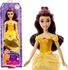 Mattel Disney Princess Spielzeug, bewegliche Belle-Modepuppe mit glitzernder Kleidung und Accessoires, von Disney-Filmen inspiriertes Geschenk für Kinder HLW11 Naty Shop Dolls Standardtitel
