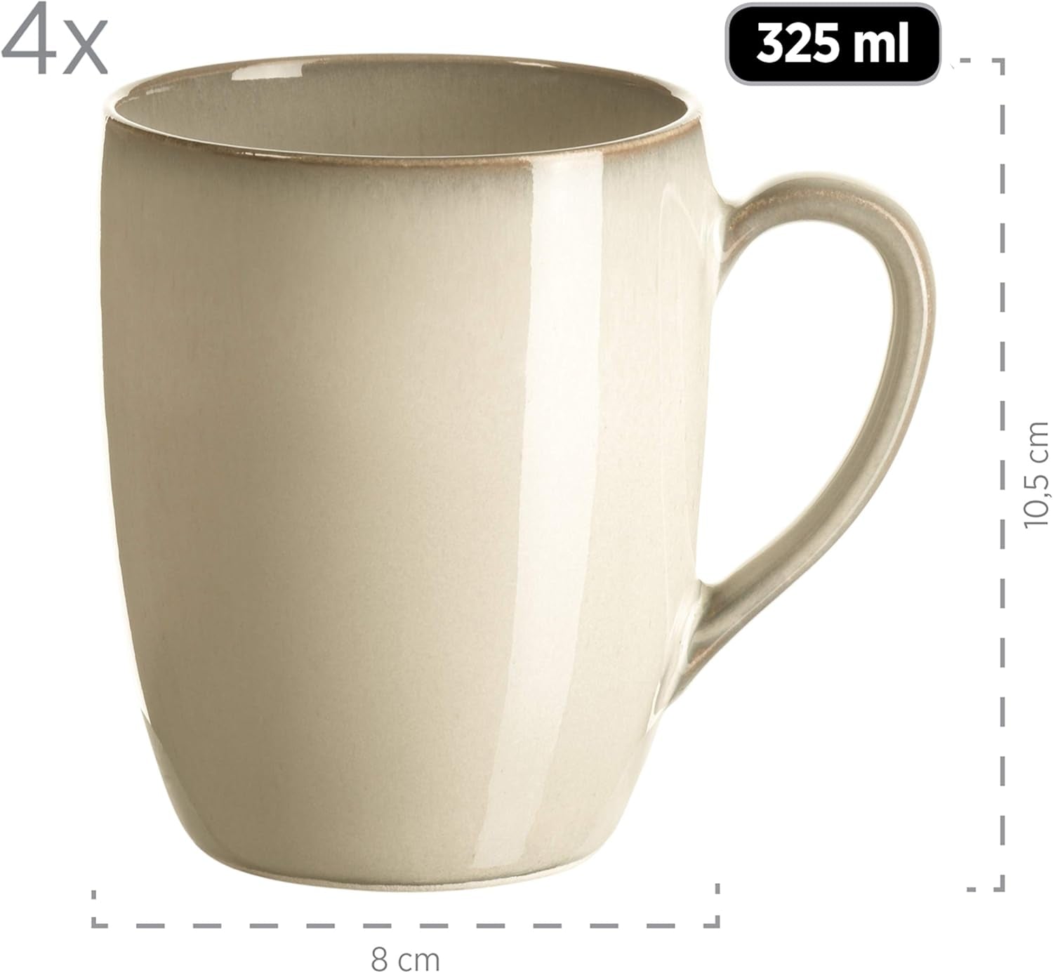 MÄSER 931736 Geschirr-Set Für 4 Personen Im Mediterranen Vintage-Look, 16-Teiliges Kombiservice in Sandigem Grau, Keramik, Sandgrau Seturi vesela masa Naty Shop