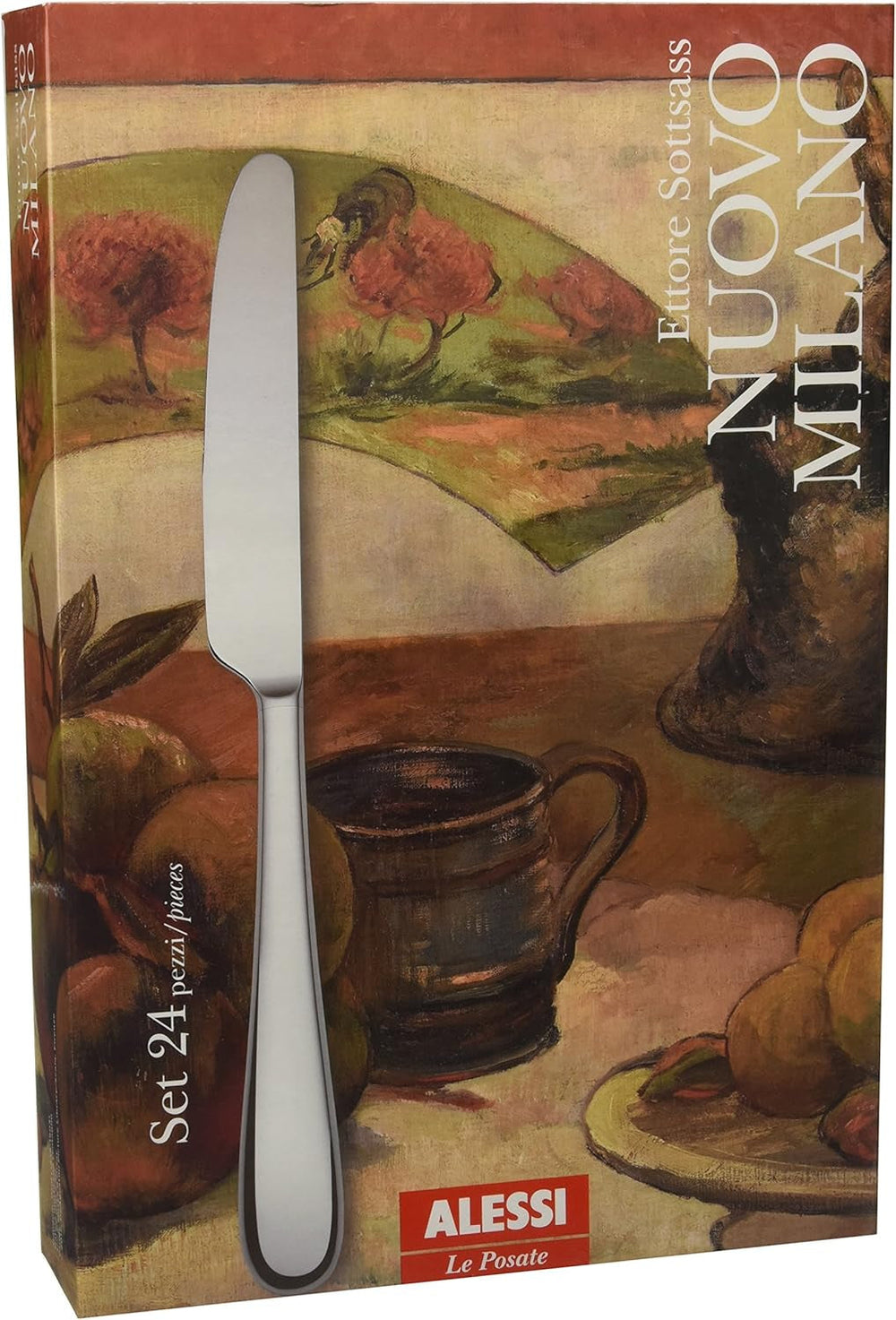 Alessi 5180S24M Nuovo Milano Monobloc Besteckset 24-teilig, polierter Edelstahl 18/10, Küche Naty Shop
