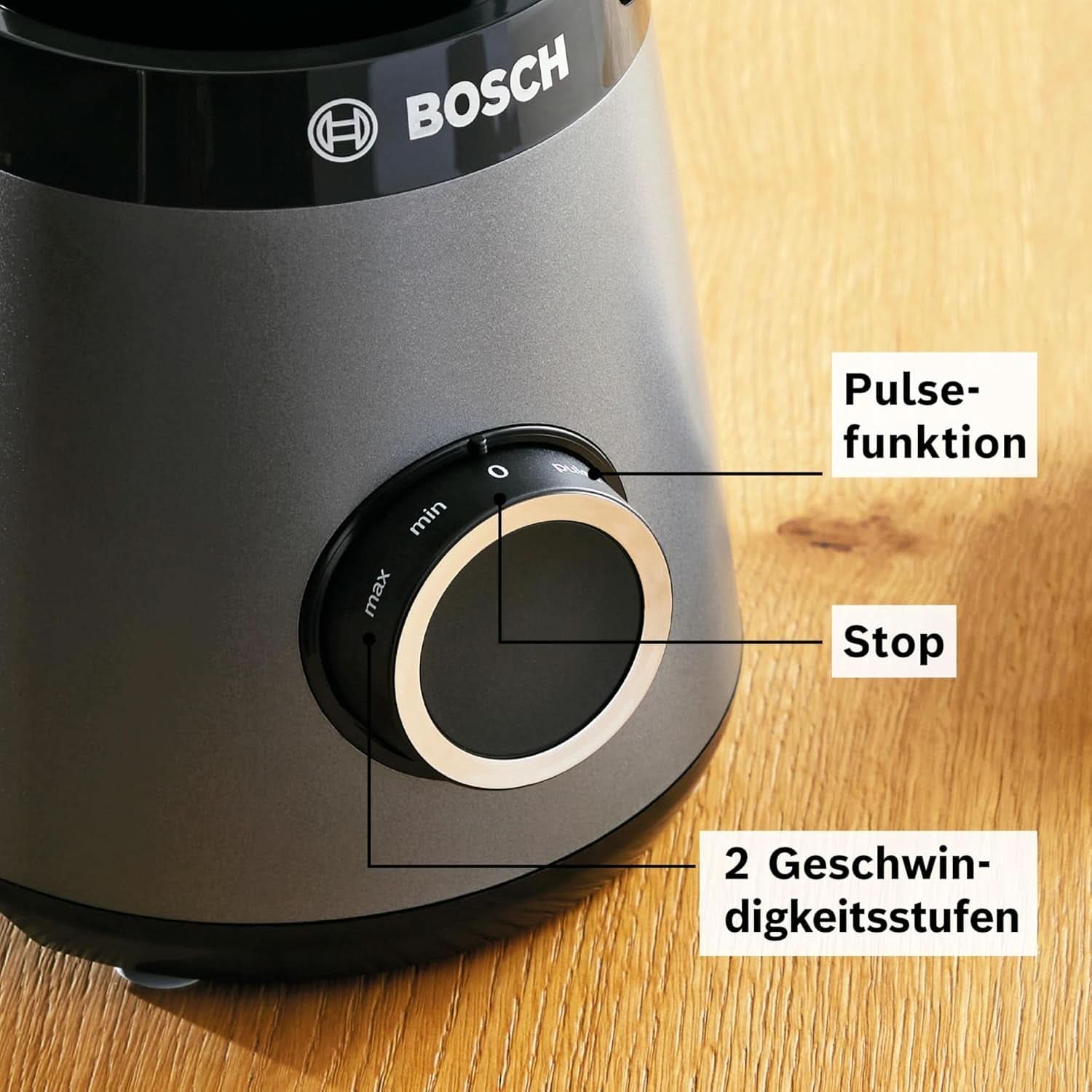 Bosch Standmixer Vitapower Serie 4 MMB6174SN, Verbesserte Version, Hochwertige Edelstahl-Klingen, 1.5L Glasbehälter, 0.6L To-Go-Flasche, Spülmaschinenfeste Teile, 30.000 U/Min, 1200 W, Silver Kitchen Naty Shop