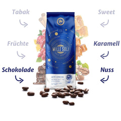 Boabe de cafea Caffè Espresso - Prăjire tradițională în Sicilia - Boabe de cafea premium, pungă de 250 g, pentru aparate complet automate și portafiltru