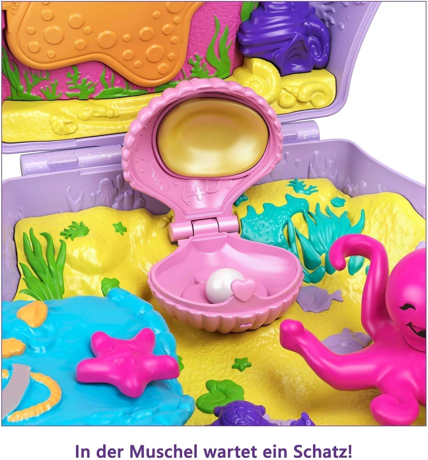 Polly Pocket Sarg Wickeltasche aus Muscheln unter Wasser 2 Puppen 1 U-Boot Polly Pocket Meerjungfrau Spielzeug 4 Jahre altes Spielzeug GNH11 Naty Shop Puppen