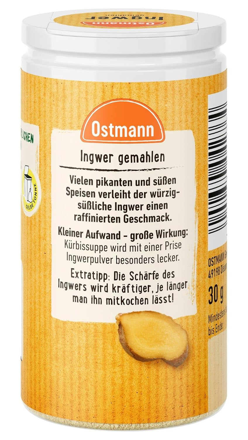 Ostmann Gewürze - Ingwer gemahlen | Nachfüllbare & recycelbare Verpackung | 30 g in der Streudose