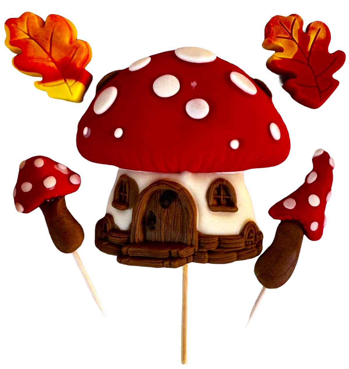 5er-Set essbare Herbst-Dekorationen für Torten kaufen – Zuckermasse, 4–9 cm
