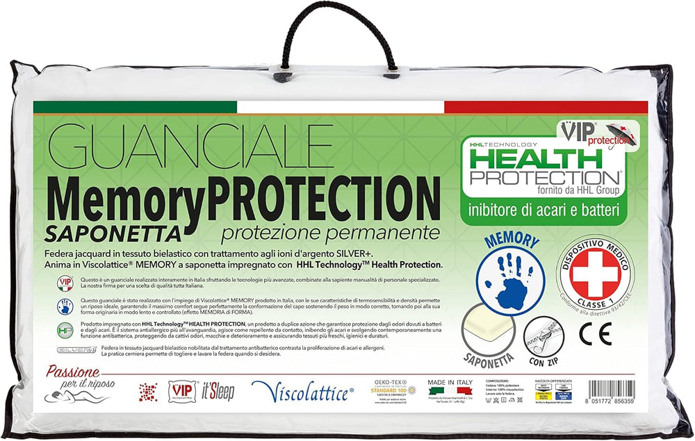 V.I.P. Very Important Pillow V.I.P. Pernă din spumă de memorie cu dispozitiv medical, fabricată în Italia, 48 X 78 X 12 cm Perne standard Naty Shop Titlu implicit