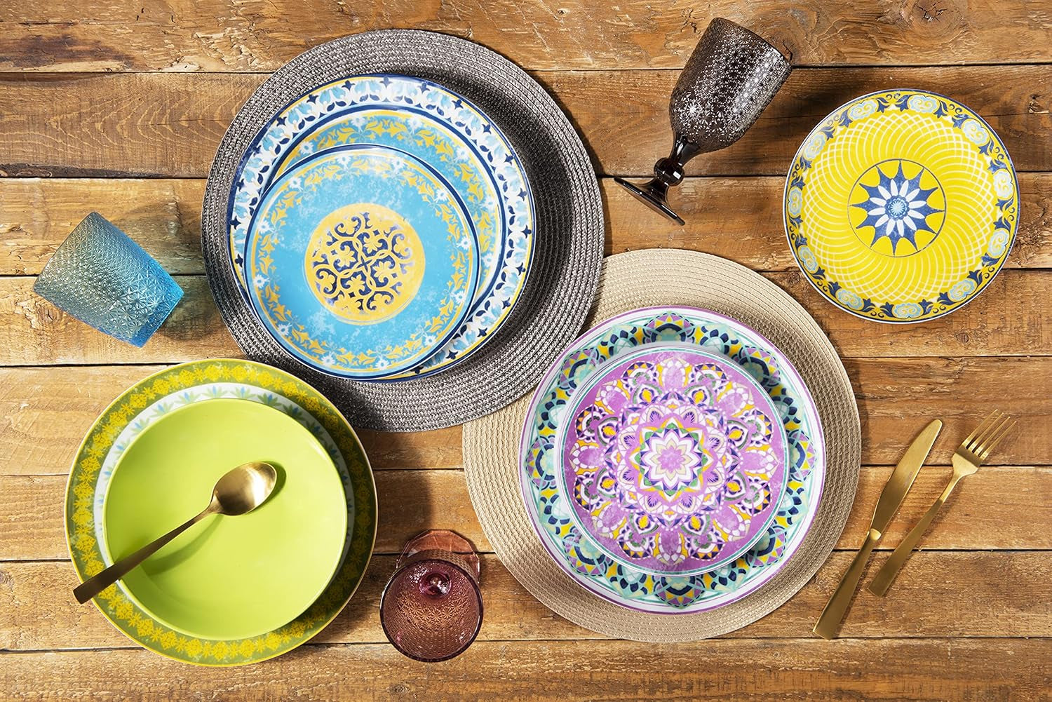 Set de veselă Excelsa ETNO Chic, porțelan, multicolor, 21 piese