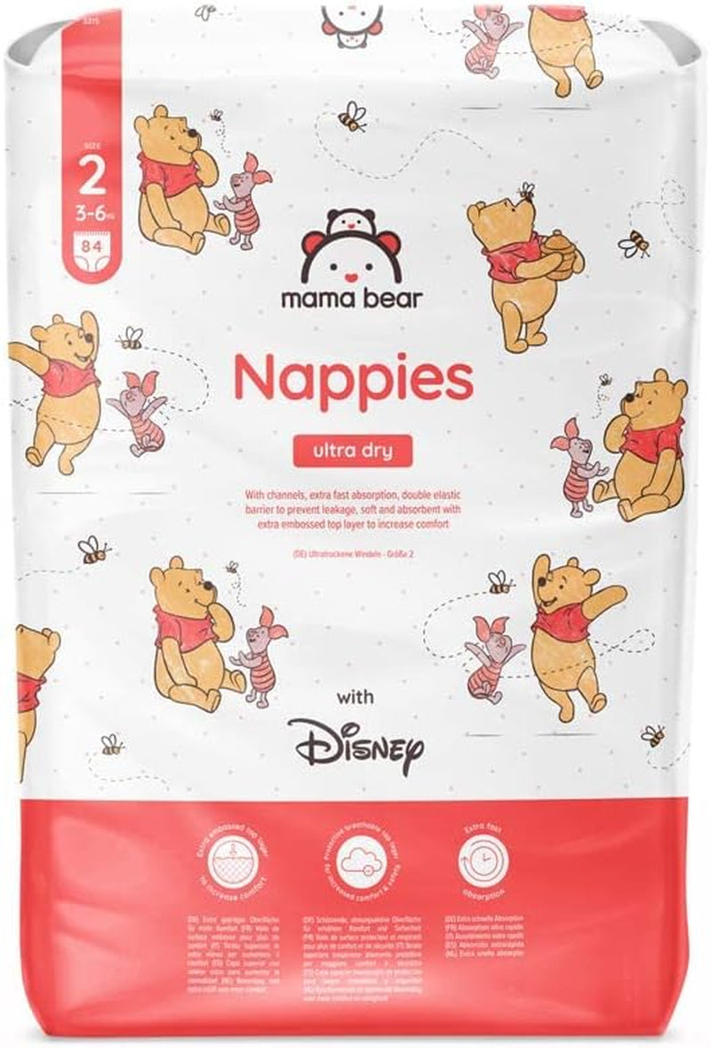 Amazon-Marke: Mama Bear Disney Ultra Dry Windeln, Größe 3 (4–9 kg) – Monatsbox, Weiß, 172 Stück (2 Packungen mit 86 Stück)