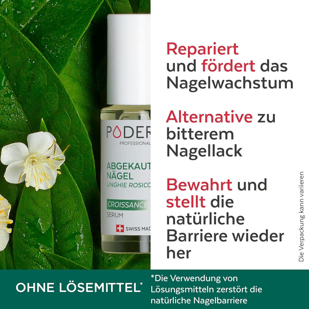 PODERM – STOPP NAGELRÖTUNG – Alternative zu Bitterlack – 100 % natürliches Anti-Stress-Pflegeserum – Aktiviert das Wachstum – Erwachsene/Kinder – Hergestellt in der Schweiz