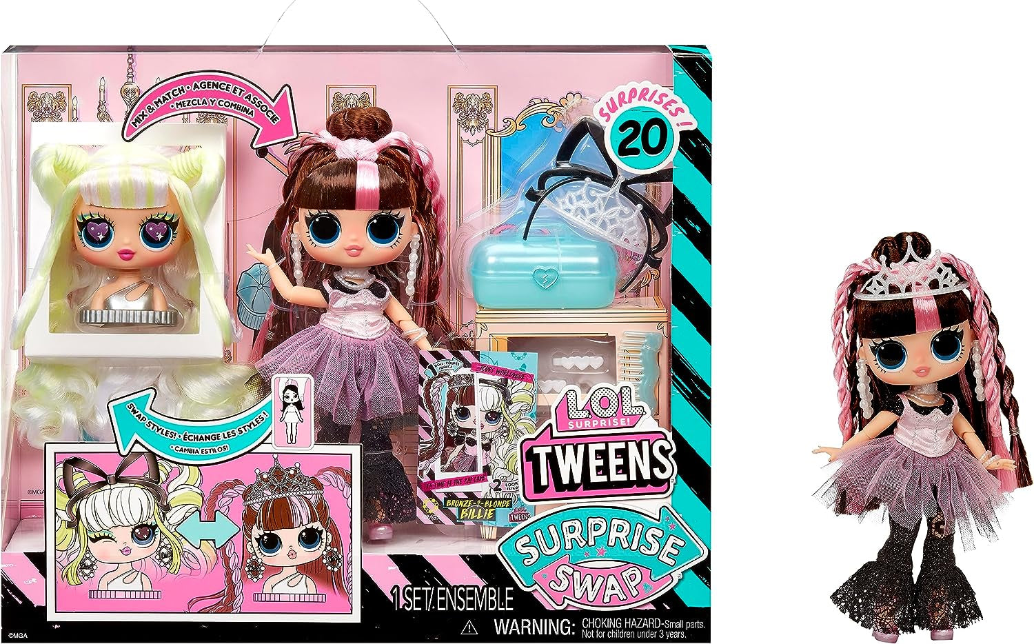 LOL. Surprise Tweens Surprise Swap Series - Bronze-2-Blonde Billie - Modepuppe mit mehr als 20 Überraschungen inklusive Styling-Kopf und toller Mode und Accessoires - ideal für Kinder ab 4 Jahren