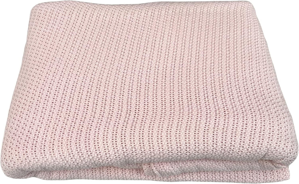 Family Bedding Pătură celulară roz pentru pat dublu, bumbac, cuvertură de pat mare, reversibilă, ușoară, termică, moale, pătură celulară tradițională, 230 X 230 cm Plapumi si pilote Naty Shop