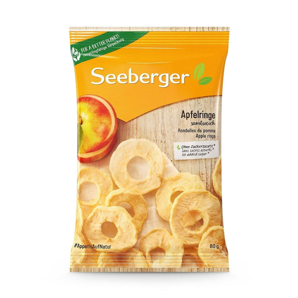 Seeberger, getrocknete Apfelscheiben bester Qualität, ohne Zuckerzusatz, 10 x 80 Gramm Naty Shop dehydrierte Produkte 80 Gramm