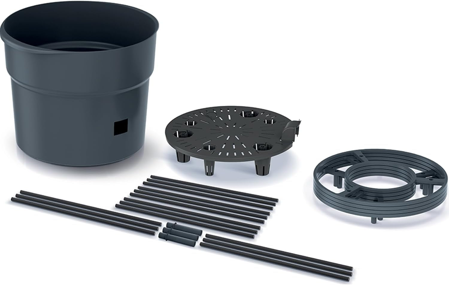 Ghiveci pentru răsaduri de roșii Prosperplast cu spalier – Jardinieră din plastic robust | Antracit | Rezistent la intemperii și UV | 29,5 x 115,2 cm | Ideal pentru grădină și terasă