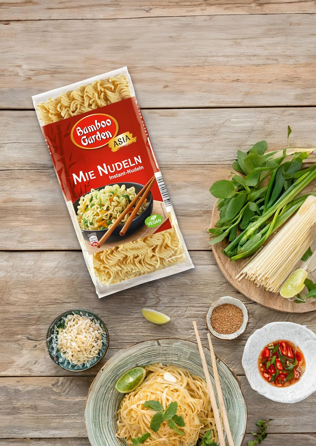 Bamboo Garden - Mie-Nudeln | Instantnudeln für die asiatische Küche | Ideal für Wok-Gerichte oder Suppen Veganer | 250g Beutel