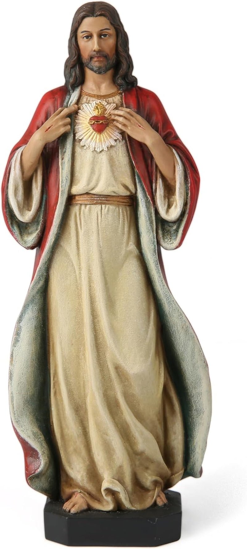 BC Statuie catolică Sacra Inimă a lui Isus, Isus Hristos, cadouri religioase, decorațiuni interioare inspiratoare, 15,2 cm înălțime, pictată manual de Buildclassic Statuete si sculpturi Naty Shop Full color. 6 inch H