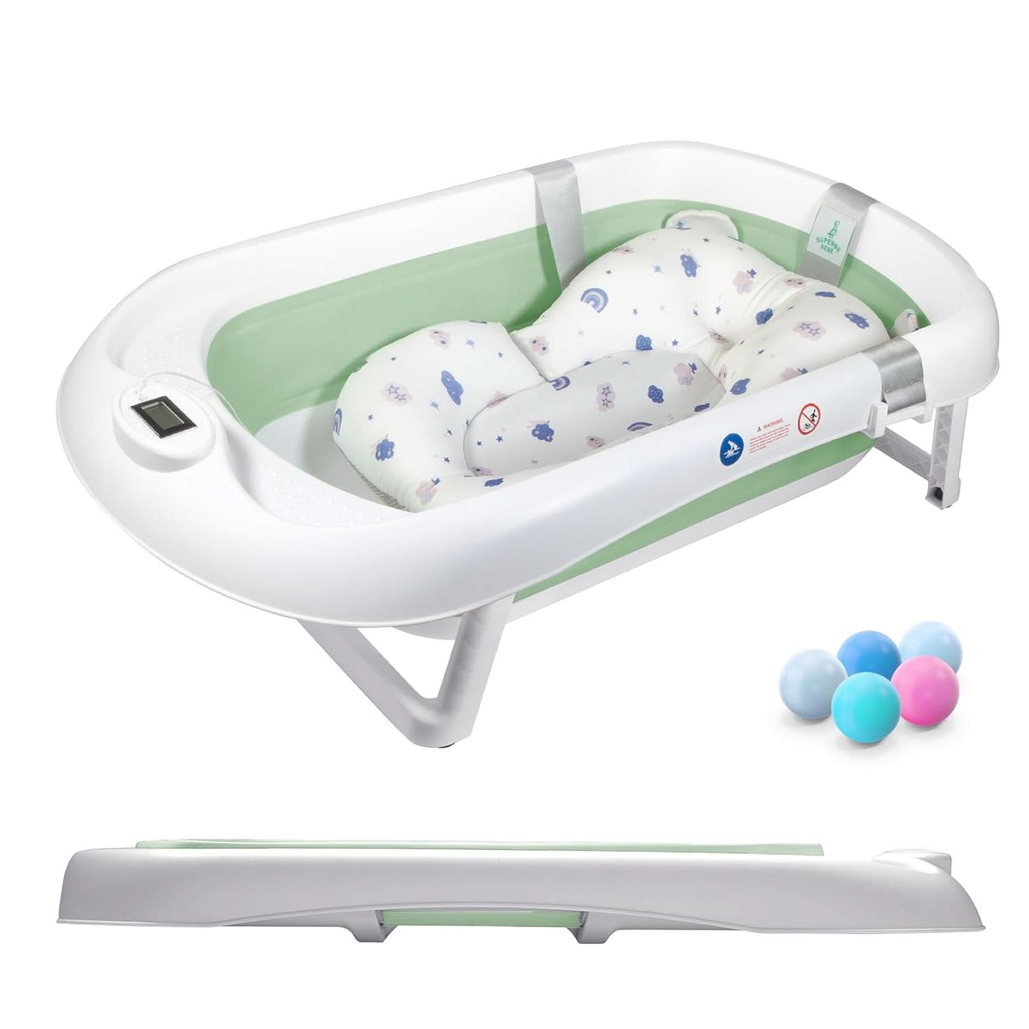 Faltbare Babybadewanne mit Badekissen und integriertem Thermometer Mutter und Kind Naty Shop