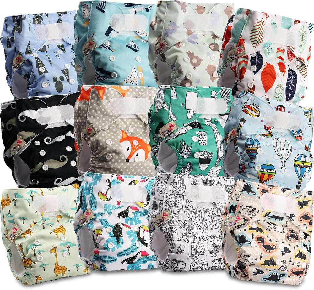 Littles and Bloomz wiederverwendbare Windel FLV2-0602, Standard-Klettverschluss, 6 Windeln