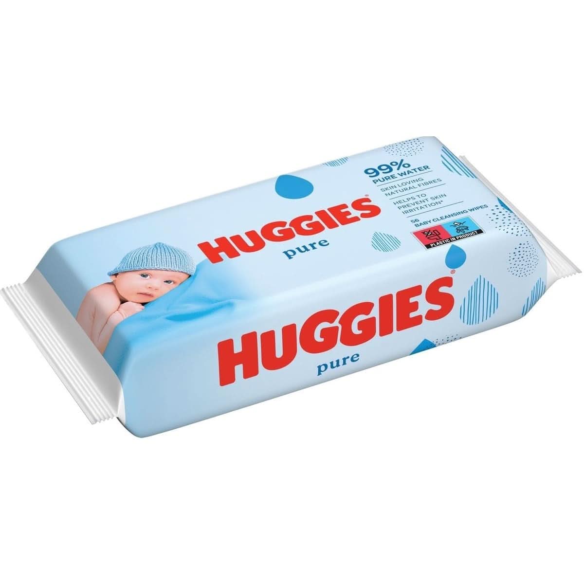 Huggies Pure Baby Wipes 18er-Pack (insgesamt 1008 Tücher) – 99 % reines Wasser – parfümfrei für sanfte Reinigung und Schutz Baby-Feuchttücher Naty Shop