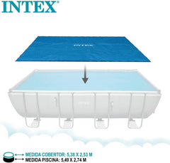 Intex Ultra Frame rechteckiger Matratzenbezug, 549 x 274 cm, 160 Mikron Dicke, Herstellungsmaße: 538 x 253 cm, 28016, Blau