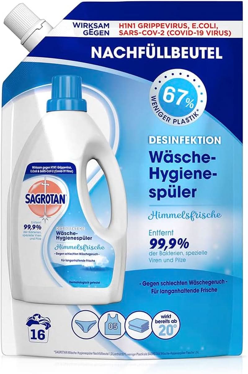 Sagrotan Waschmittel für die Wäschehygiene Sky Fresh Refill – desinfizierende Wirkung, für hygienisch saubere und frische Wäsche Waschmittel Naty Shop