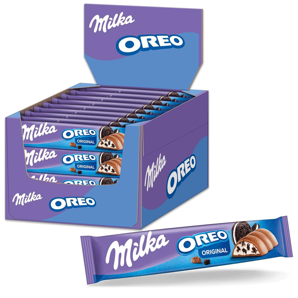 Milka Schokoriegel – Alpenmilchschokolade mit Kakaokeksstücken und feiner Milchcremefüllung – 36 x 37g