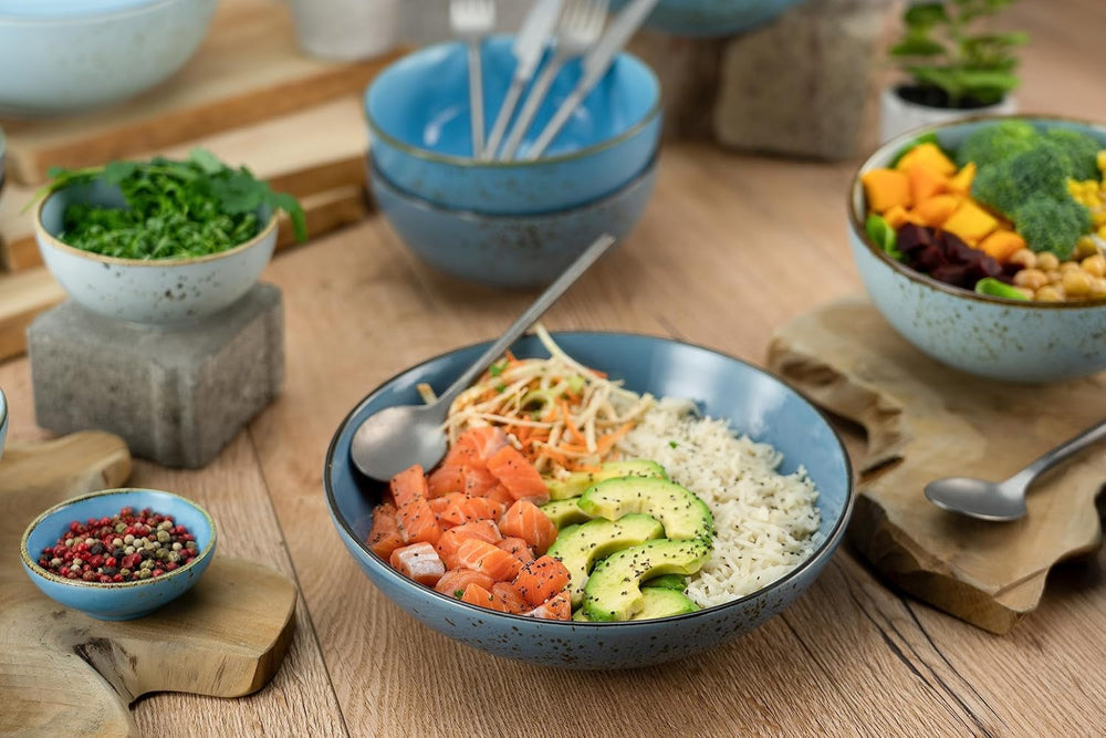 Creatable, 23422, Serie Nature Collection - Poke Bowl, 4-Teiliges Geschirrset, Bowl-Set Aus Steinzeug, Spülmaschinen- Und Mikrowellengeeignet, Qualitätsproduktion Seturi vesela masa Naty Shop