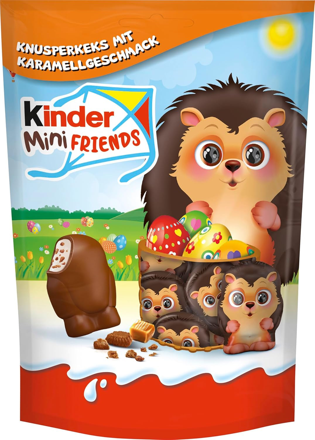 Kinder Mini Friends Knusprige Kekse mit Karamellgeschmack 122g – Milchschokolade mit Keksen und Milchfüllung – Osterfiguren – Osterschokolade und Süßigkeiten – Ostergeschenk