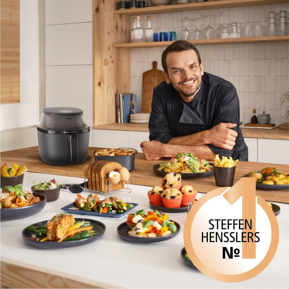 Philips Airfryer 3000 Serie 6,2 l, Kochfenster, 16 Kochfunktionen in 1, Rapidair Plus-Technologie, Fettentfernung, Rezeptanwendung Homeid Appliances Naty Shop