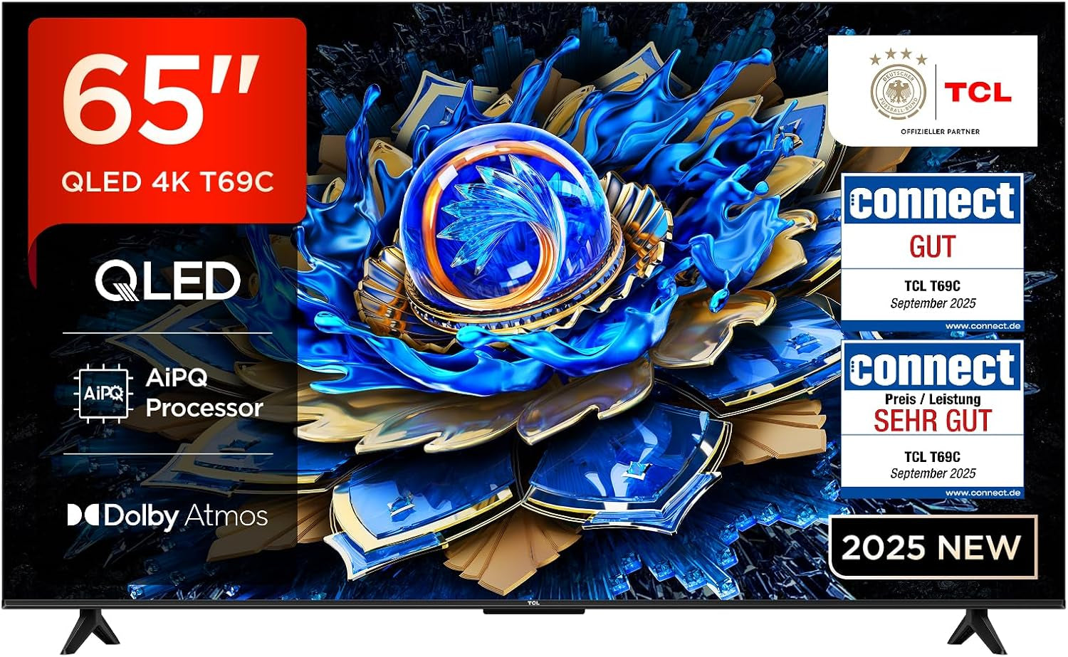 Televizor LED mini TCL 50C61KS QLED, 50 de inci, rezoluție 4K HDR Premium, Dolby Vision și Atmos, sunet Onkyo 2.0, Smart TV cu Google TV, Game Master, HDMI 2.1, AirPlay 2, Google Assistant și Alexa